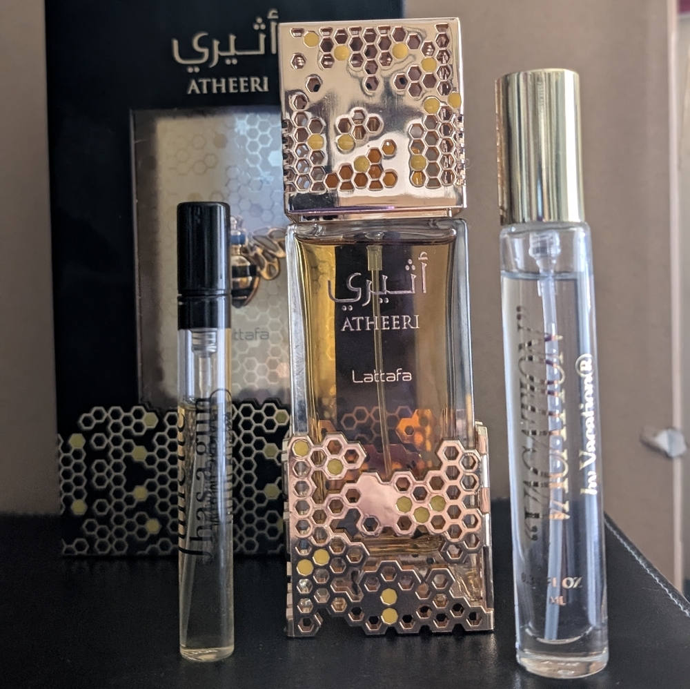 🌸 Lattafa Atheeri 3.4 oz Perfume + 2 BONUS Perfumes!
